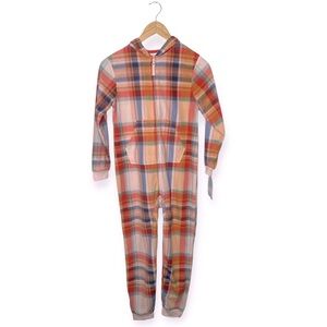 CAT & JACK Girl's Pajamas Fleece Hooded plaid‎ One Piece​​